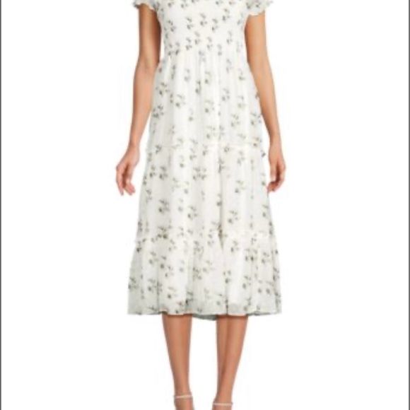 o.p.t White and Green Tiered Ruffled Sundress - Picture 10 of 12